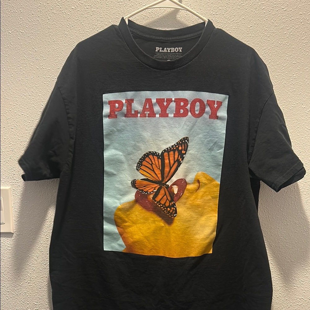 PLAYBOY Black and Orange Short Sleeve Tee